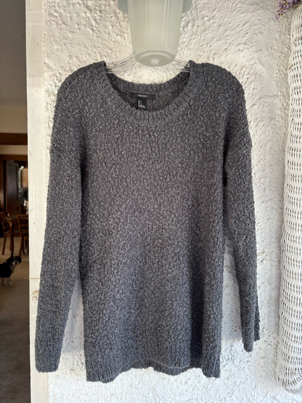 Forever 21 Charcoal Gray Textured Crewneck Sweater